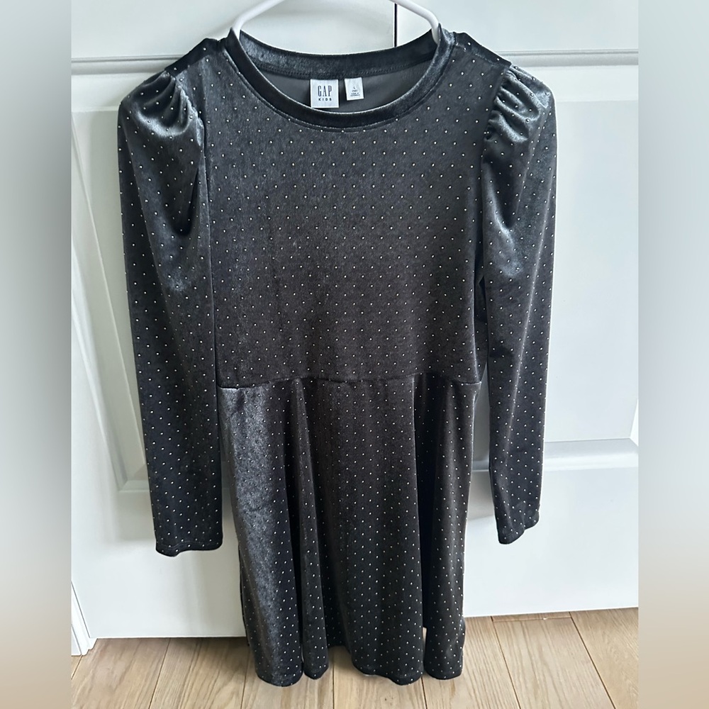 Gap Kids Puff Sleeve Velvet Skater Dress size L (10)